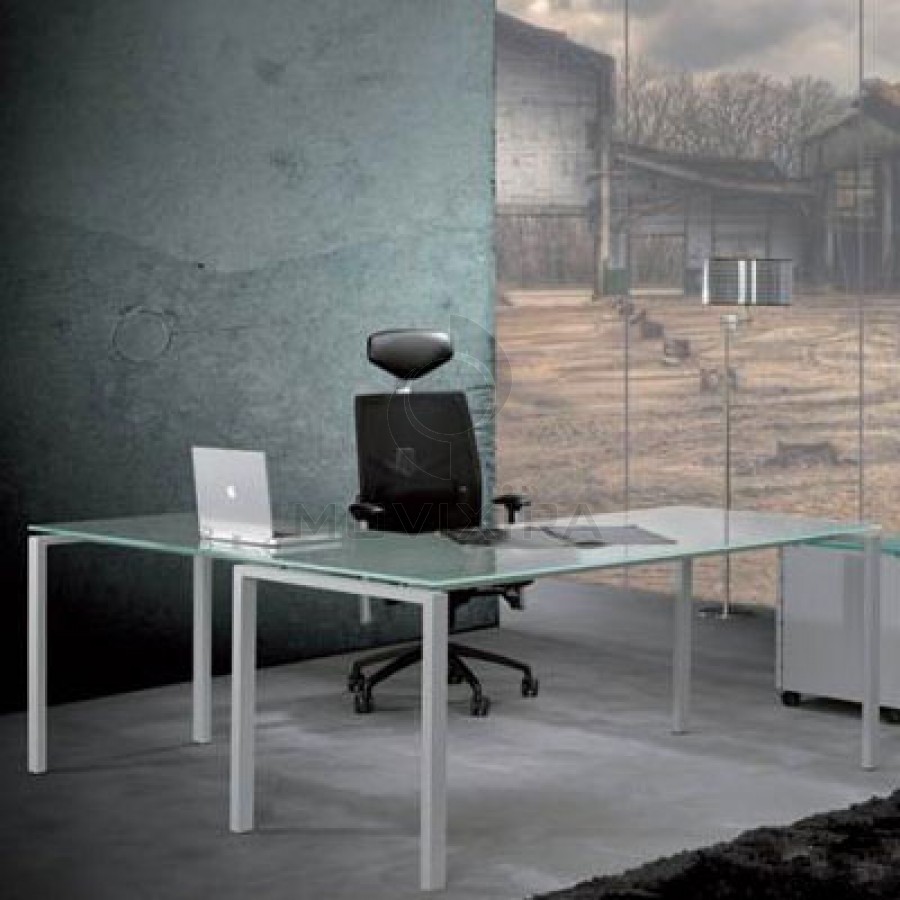 Secretária KUATRU em Vidro com Alonga Pé Aberto