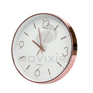 Relógio de Parede Metálico Cor Rosa Dourado